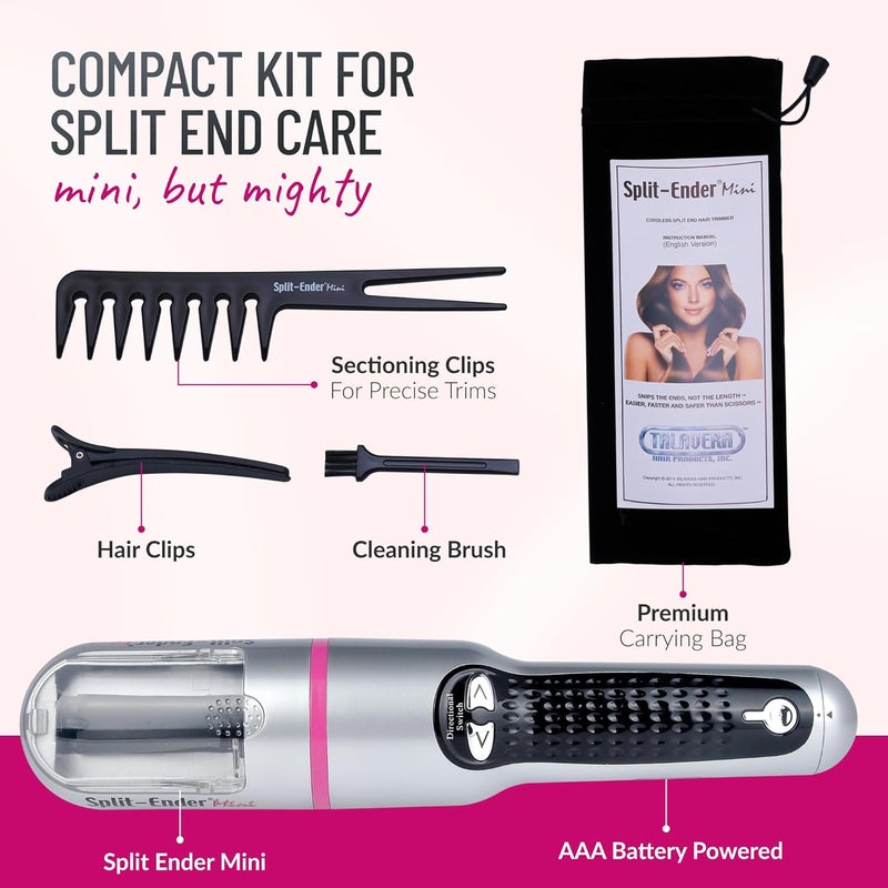 Split ender Mini - The Original Cordless Split End Hair Trimmer Automatic 3 AAA Battery Home Care Clipper 2-in-1 for Dry Damaged Splitting Broken Brittle Straight Curly Frizzy Beauty Styling - Pink - Image 5